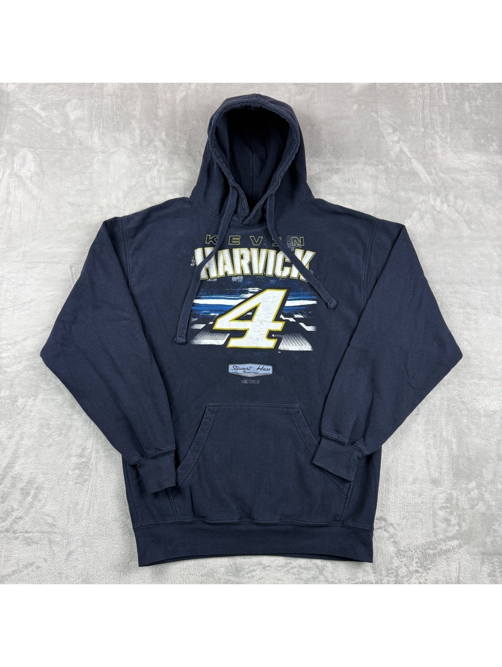Y2K Kevin Harvick #4 NASCAR Stewart Haas Racing Navy Graphic Hoodie SzS Vintage